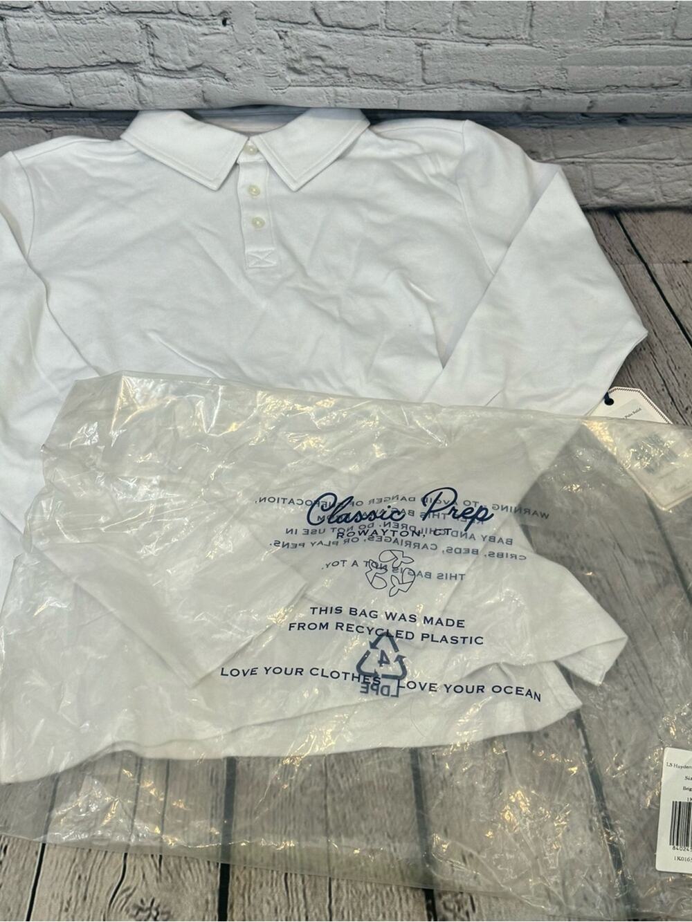Classic Prep Long Sleeve White Polo Shirt